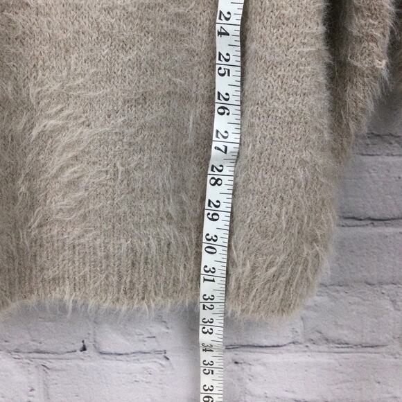 Express Shaggy Alpaca Blend Batwing Tan Minimalist Turtleneck Preppy Sweater L - Picture 9 of 11
